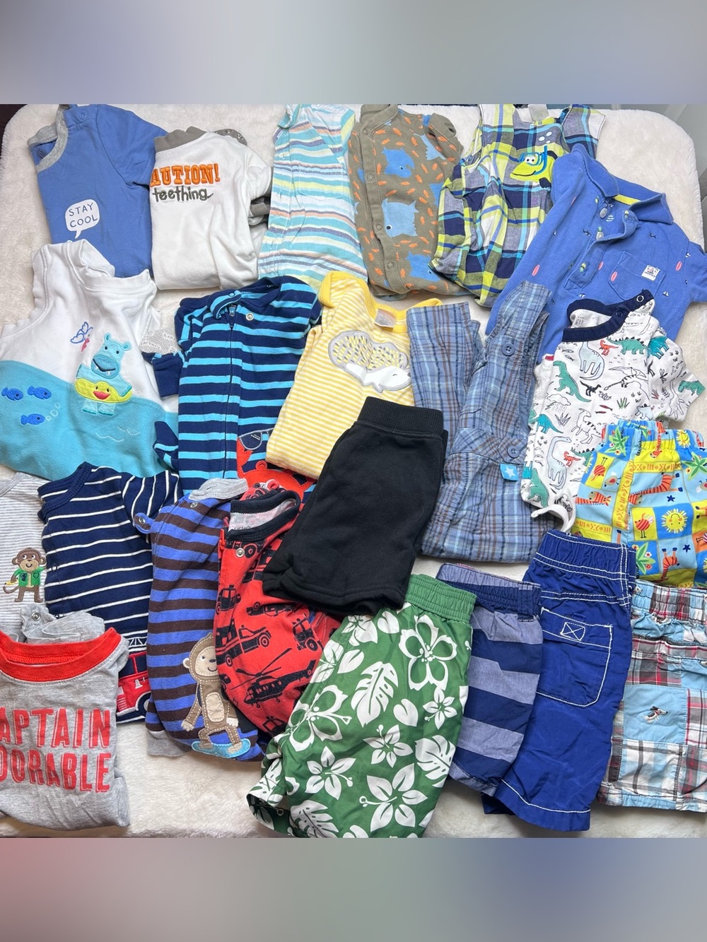 Baby Boy 12-18M and 18M Clothing Lot 29 Pc Carter’s Gymboree Gap Summer Rompers